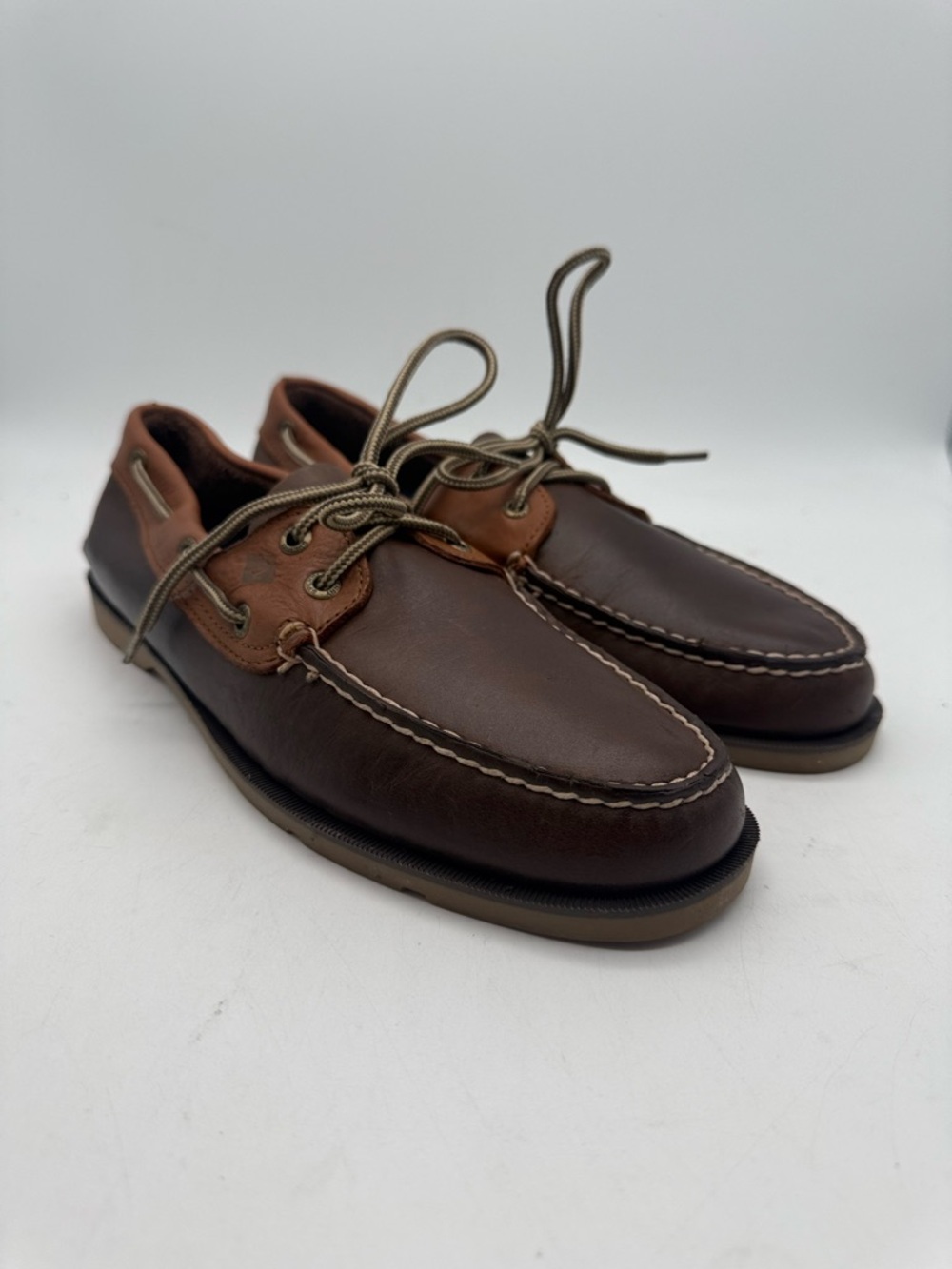 BRAND NEW Sperry Top Siders Leather 2 Tone Brown/Tan Boat Shoes 61626 Size 10 M